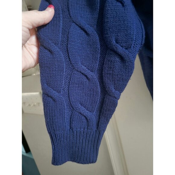 Vtg Norm Thompson Womens Wool Blue Cable knit cardigan size Large Preppy Classic - Picture 5 of 5